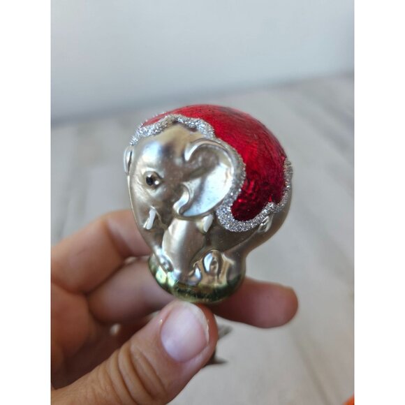 Vintage elephant clip mercury glass ornament glitter Xmas tree - Picture 4 of 8